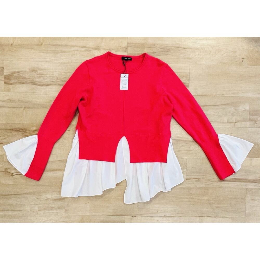 hot pink and white layered sweater tunic from Athena Marie. Sz Medium